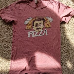 Bella Canvas Pink Short-Sleeve Tee with Pizza Graphic